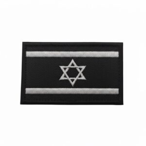 פאץ׳ עשוי מרקמת בד עם סקוטש וולקרו. דגל ישראל שחור לבן